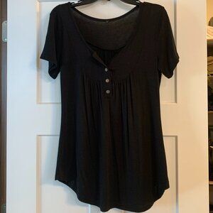 Black Tunic Top, Size S